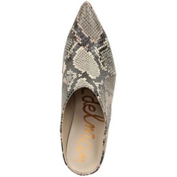NWT SAM EDELMAN Womens Beige Snakeskin Reverie   Heeled Mules Shoes 5.5 M - Picture 3 of 5